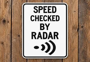 Speed Checked by Radar Road Sign Street Highway Interstate Speed MPH Travel